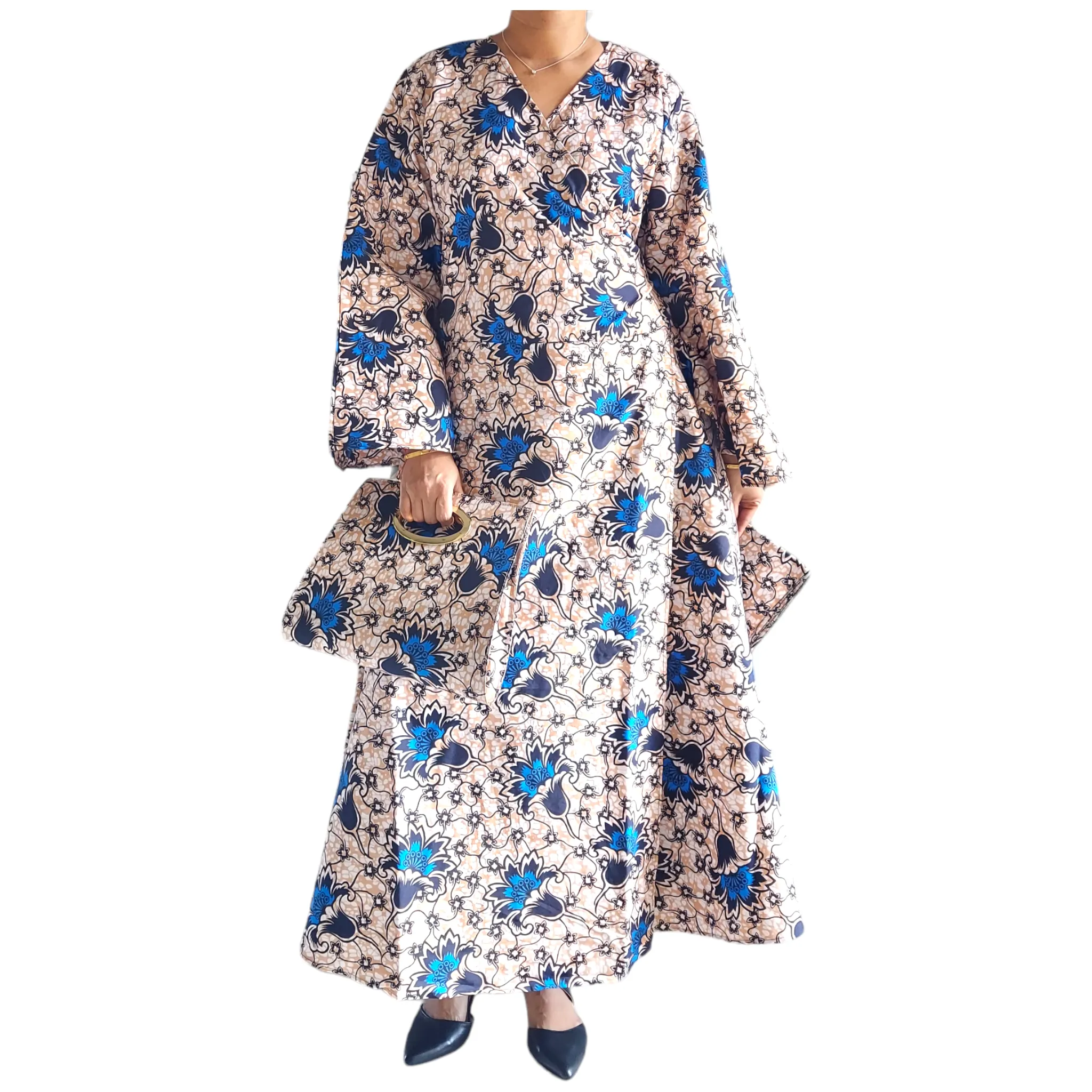 1014 Combo - Long Wrap Dress   Pocketbook Set