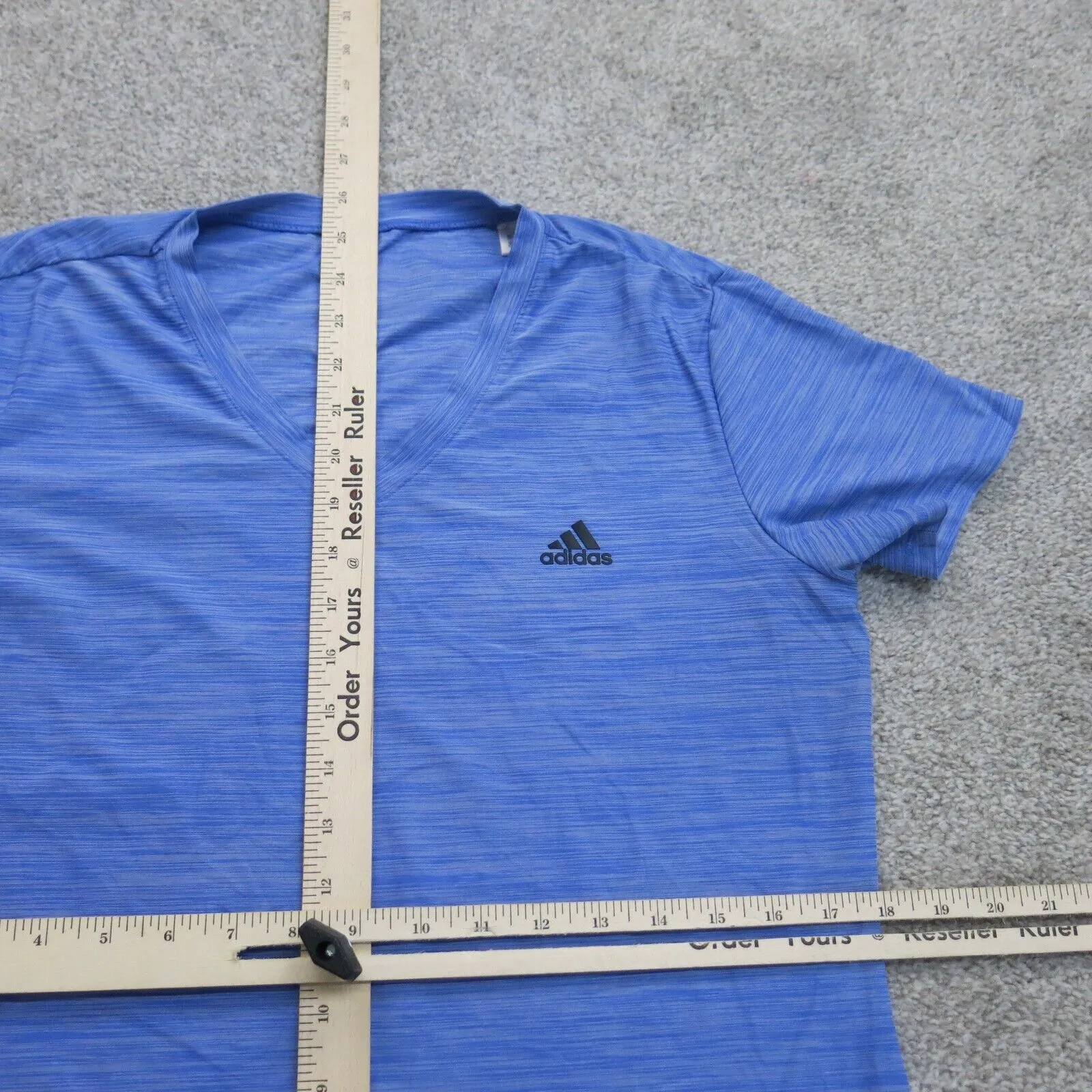 Adidas Climalite Womens T Shirt Top Short Sleeves V Neck Logo Blue Size Medium