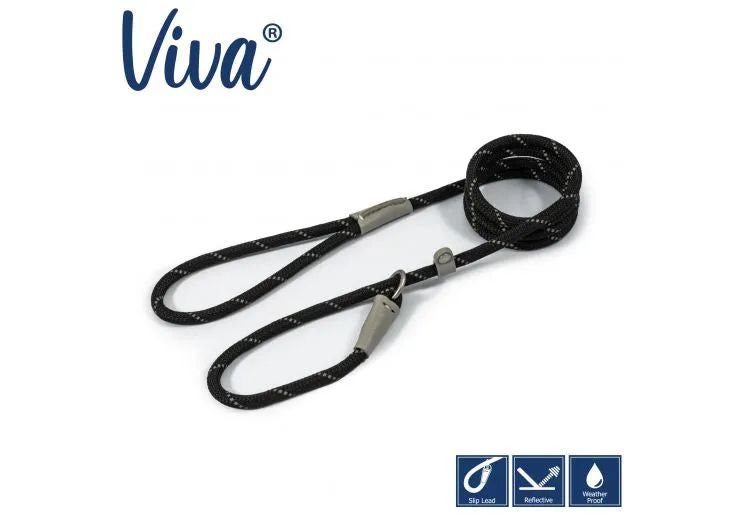 Ancol - Viva Nylon Reflective Rope Slip Lead - Blue - 150cm x 8mm (Max 20kg)