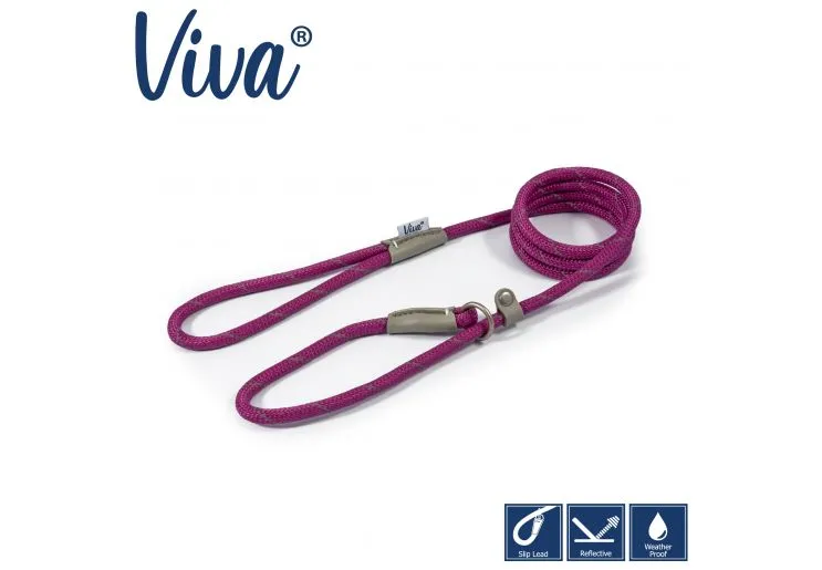 Ancol - Viva Nylon Reflective Rope Slip Lead - Blue - 150cm x 8mm (Max 20kg)