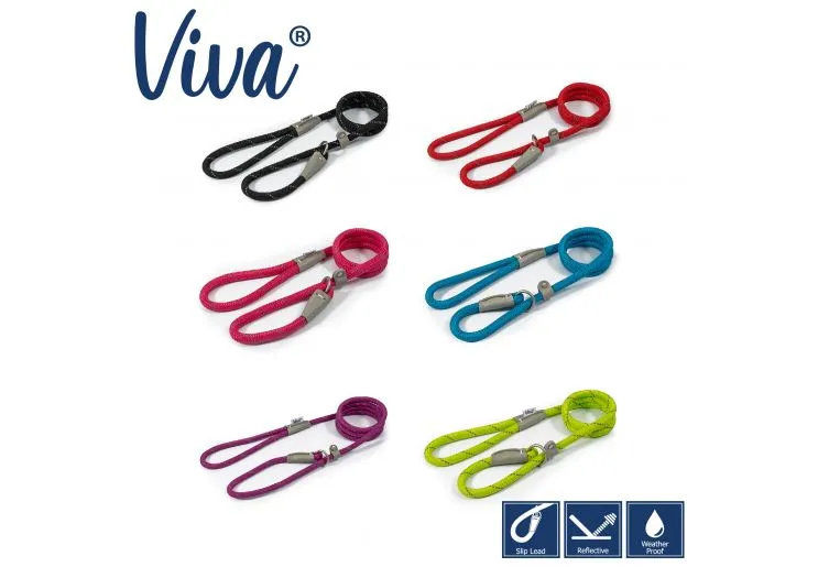 Ancol - Viva Nylon Reflective Rope Slip Lead - Blue - 150cm x 8mm (Max 20kg)
