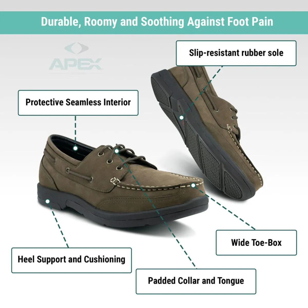 Apex Lt810m Orthopedic Boat Men's Shoe In Dark Brown