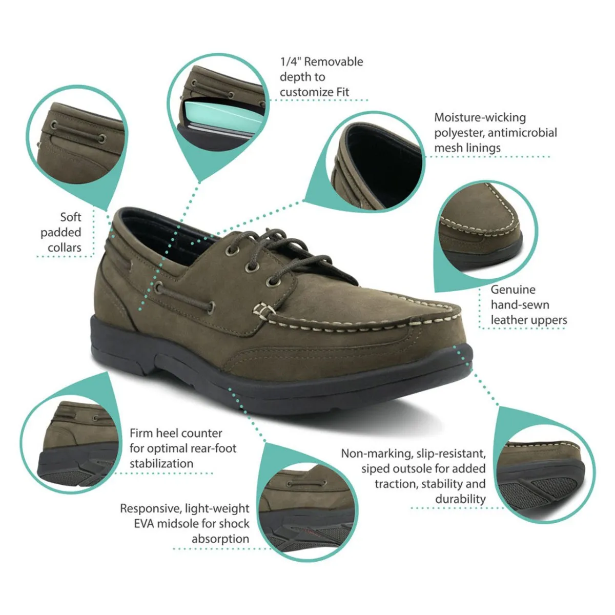 Apex Lt810m Orthopedic Boat Men's Shoe In Dark Brown