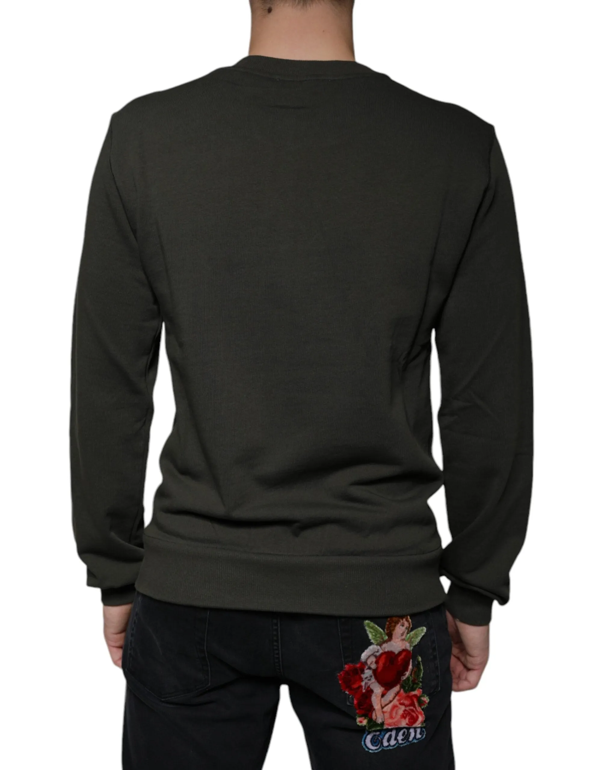 Army Green DG Crown Crew Neck Pullover Sweater