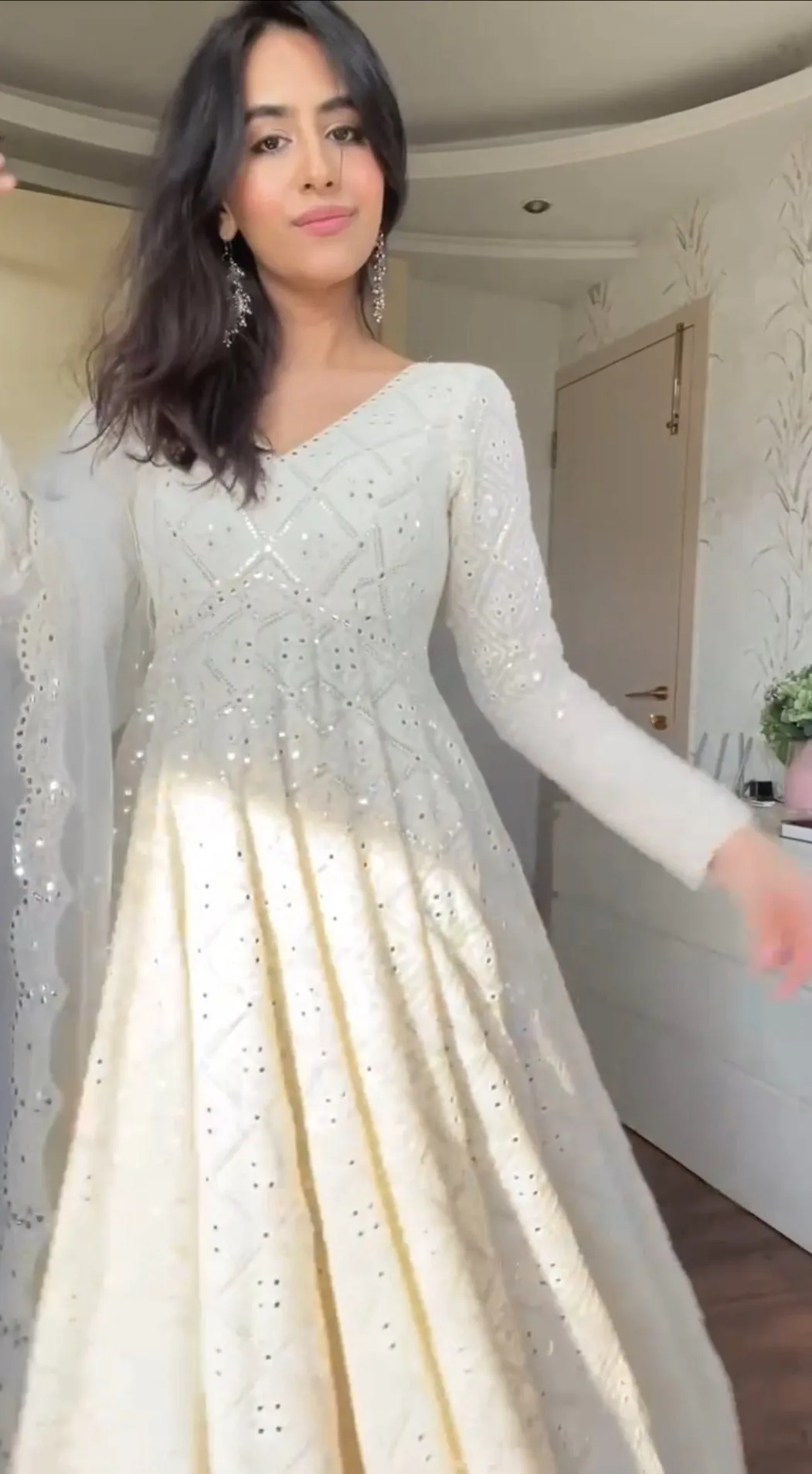 Attractive Lakhnavi White Anarkali