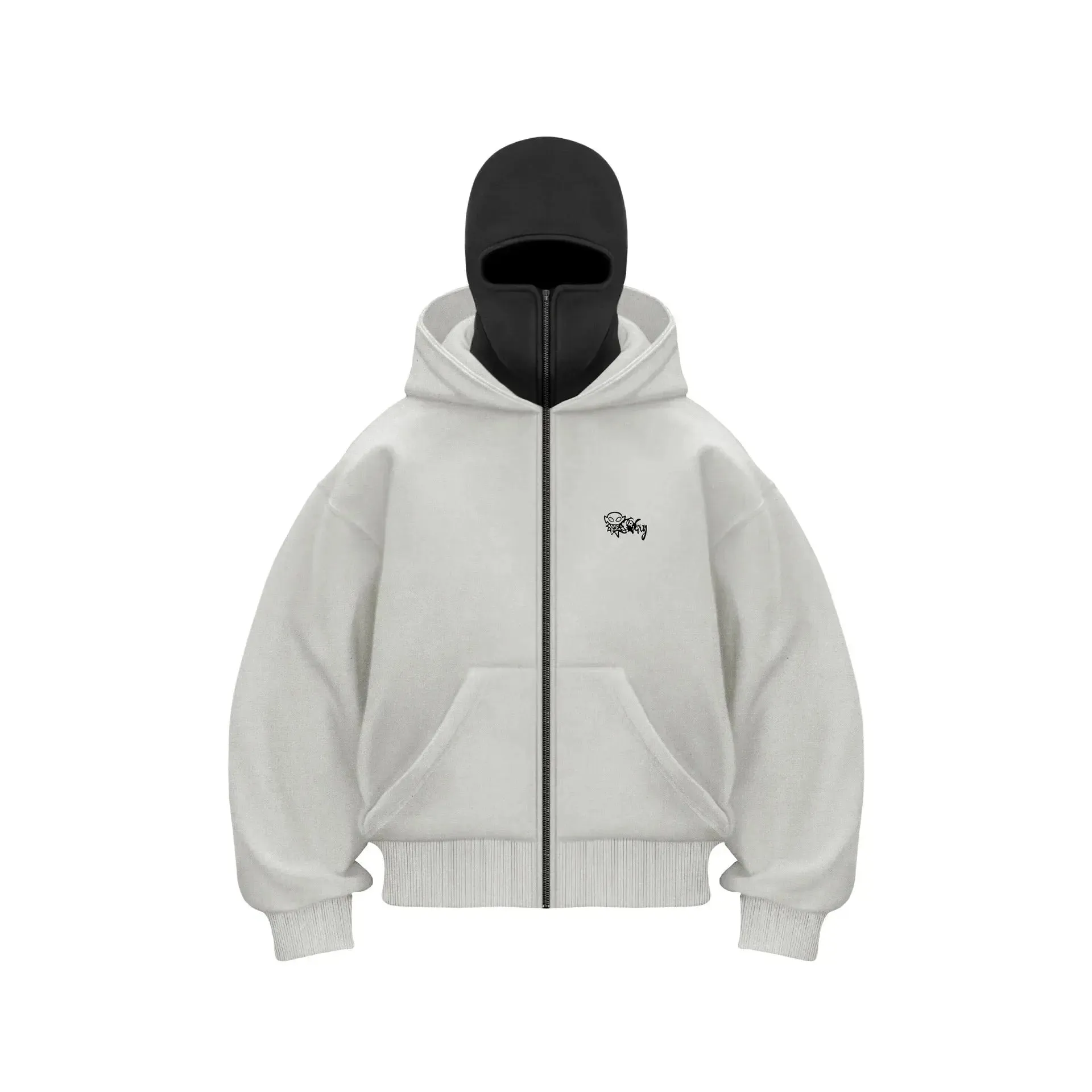Balaclava Layered Double Zip Hoodie