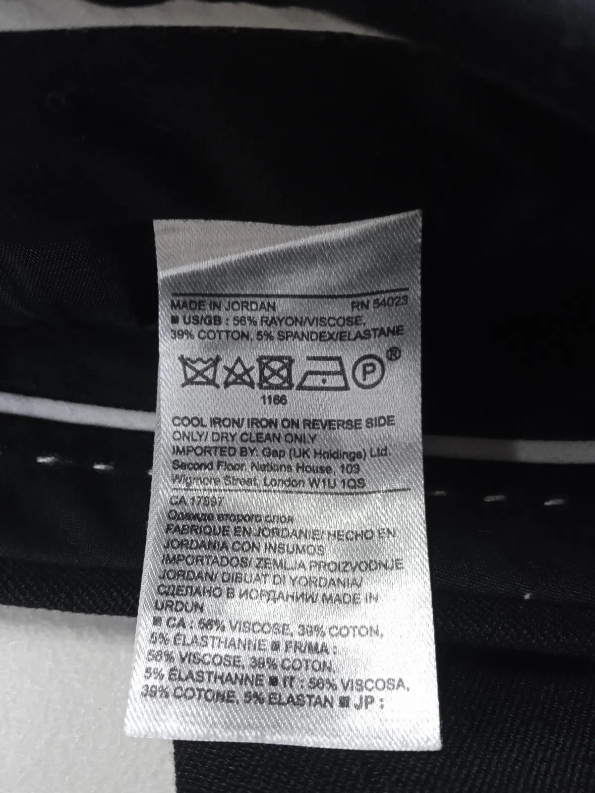 BANANA REPUBLIC Ladies Navy Black Cotton Blend Straight Leg Trousers Size UK6