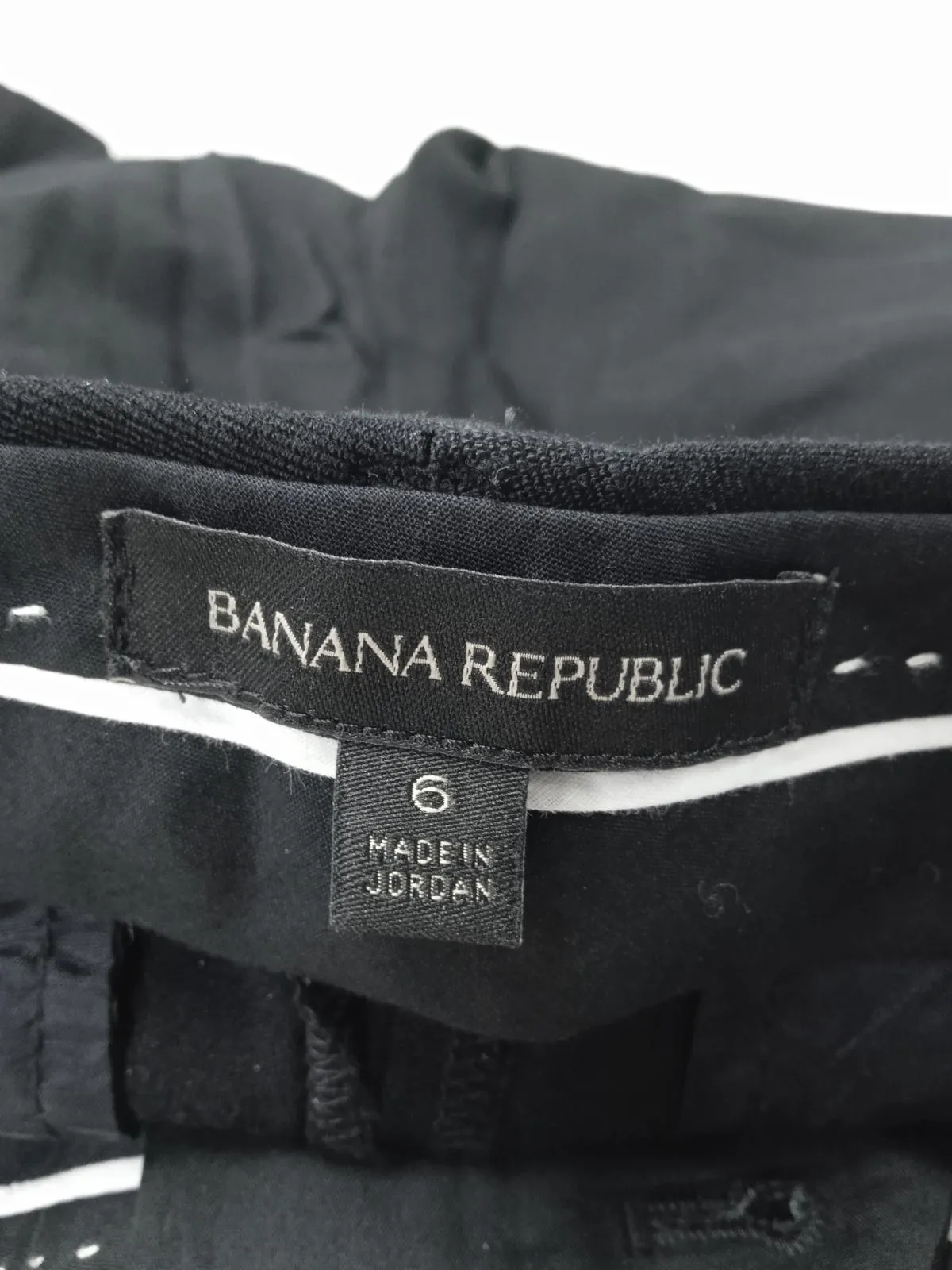 BANANA REPUBLIC Ladies Navy Black Cotton Blend Straight Leg Trousers Size UK6
