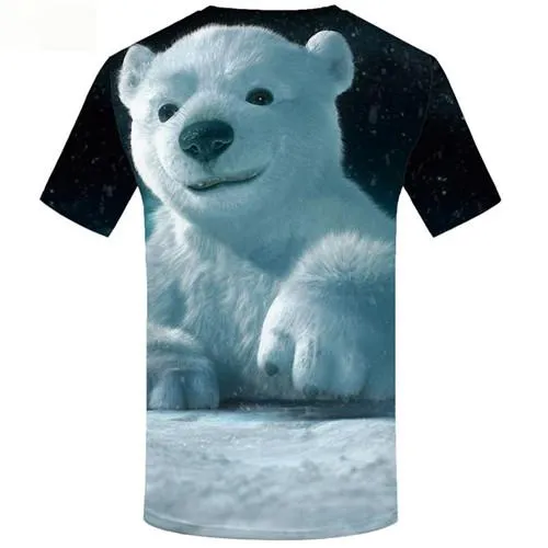Bear T-shirt Men Snow Shirt Print Animal T-shirts Graphic Russia T shirts Funny White Tshirts Cool Short Sleeve Punk Rock