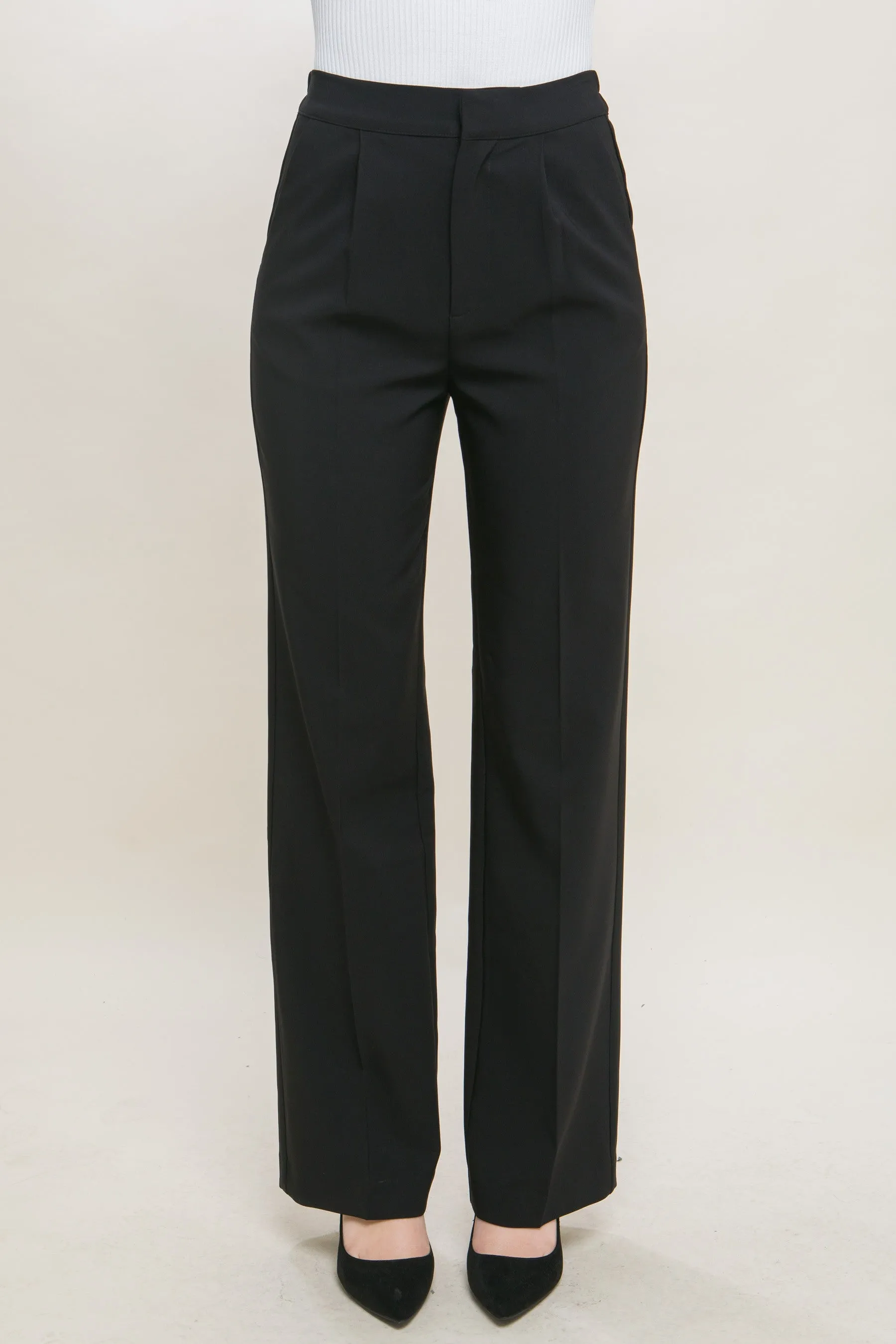 Black Regular-Fit Dress Pants