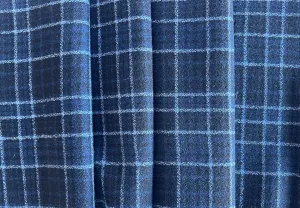 Botto Giuseppe Delectably Soft Indigo, Onyx & Cerulean Wool Plaid (Made in Italy)