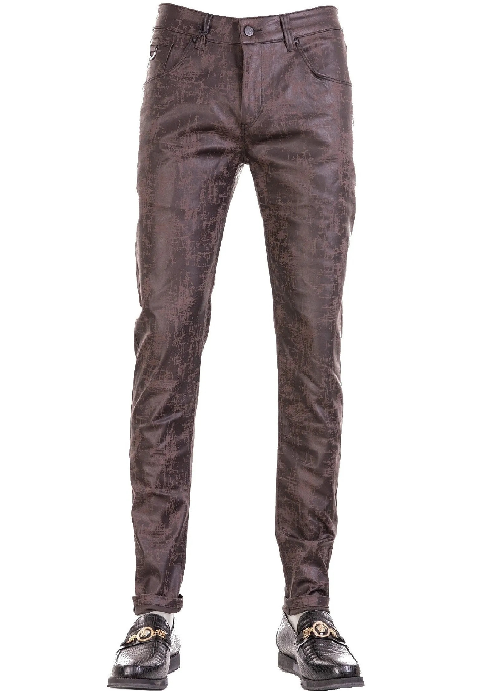 Brown Distressed Texture Pants
