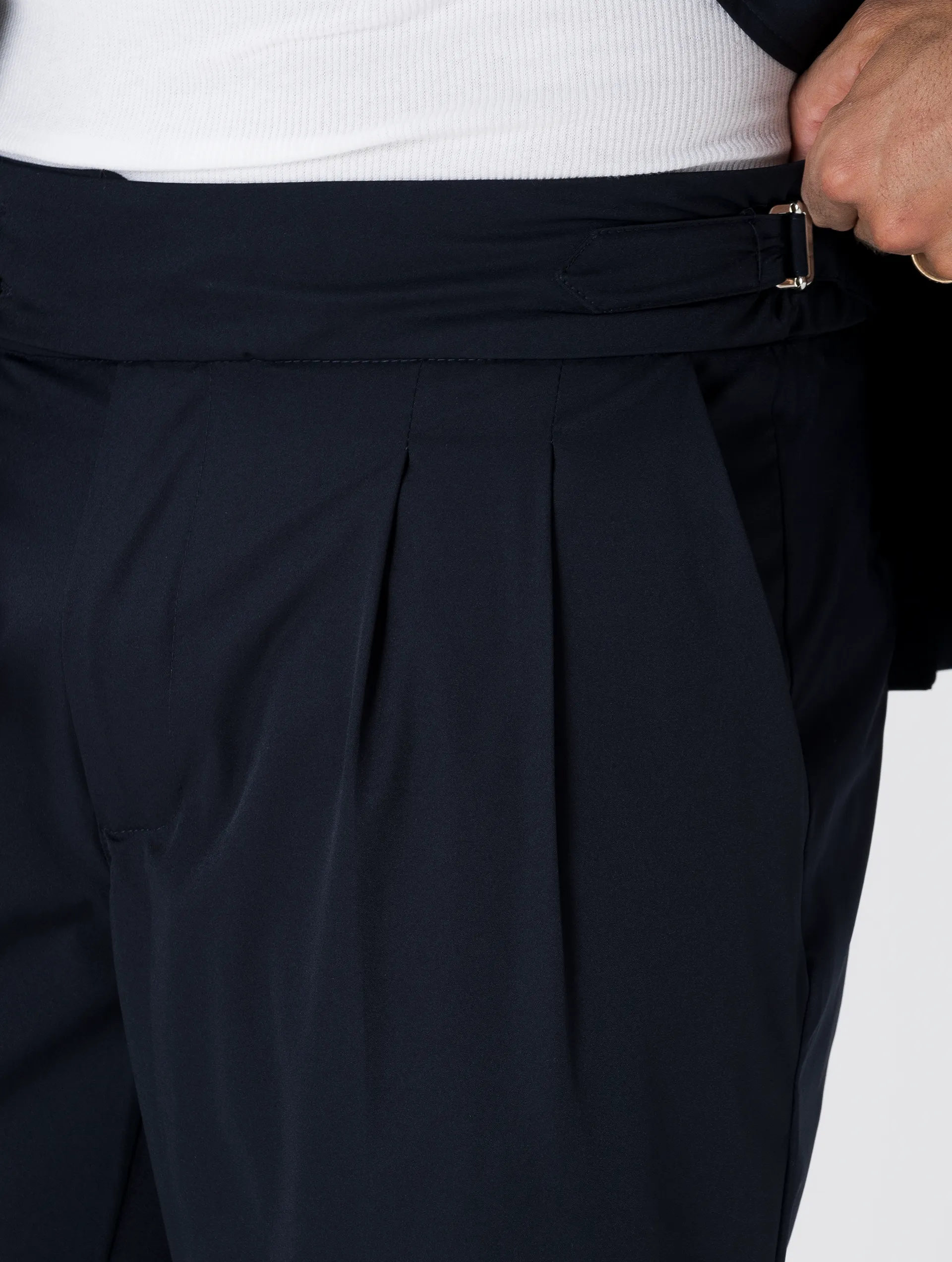 CALEB TECH DOUBLE PINCES PANTS IN BLUE