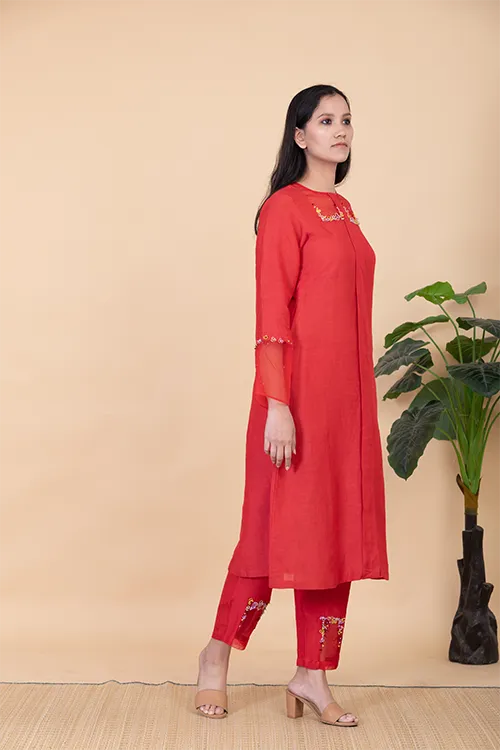Chambray & Co.'S Zania Applique Vegan Silk Coord Set