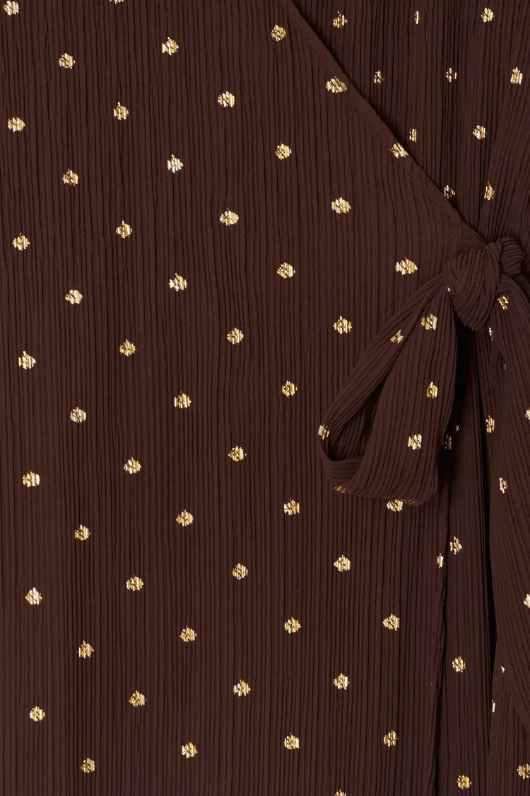 Chocolate Plisse Wrap Dress