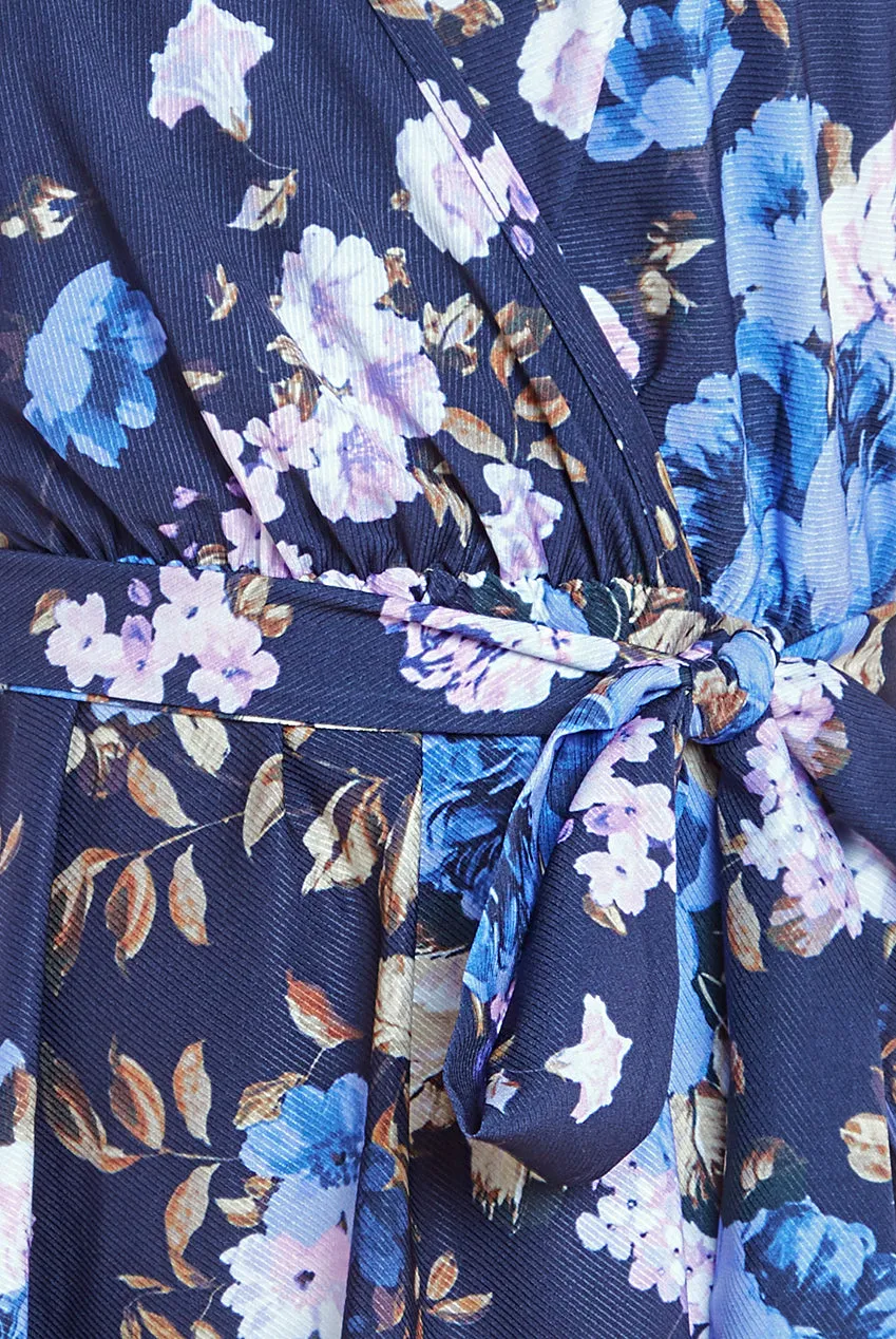 City Goddess Flutter Sleeve Printed Midi Dress