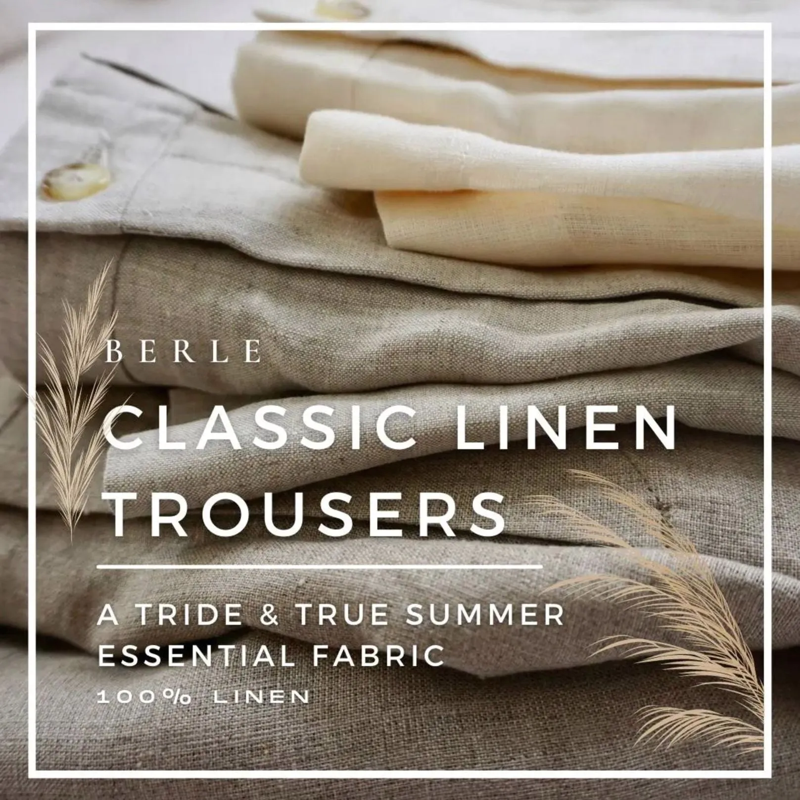 Classic Linen Pant in Natural (Hampton Plain Front) by Berle