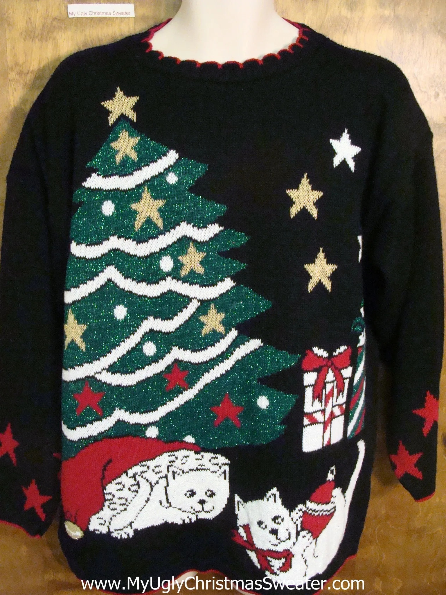 Crazy Cat Lady 80s Ugly Christmas Jumper Pullover