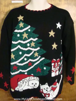 Crazy Cat Lady 80s Ugly Christmas Jumper Pullover