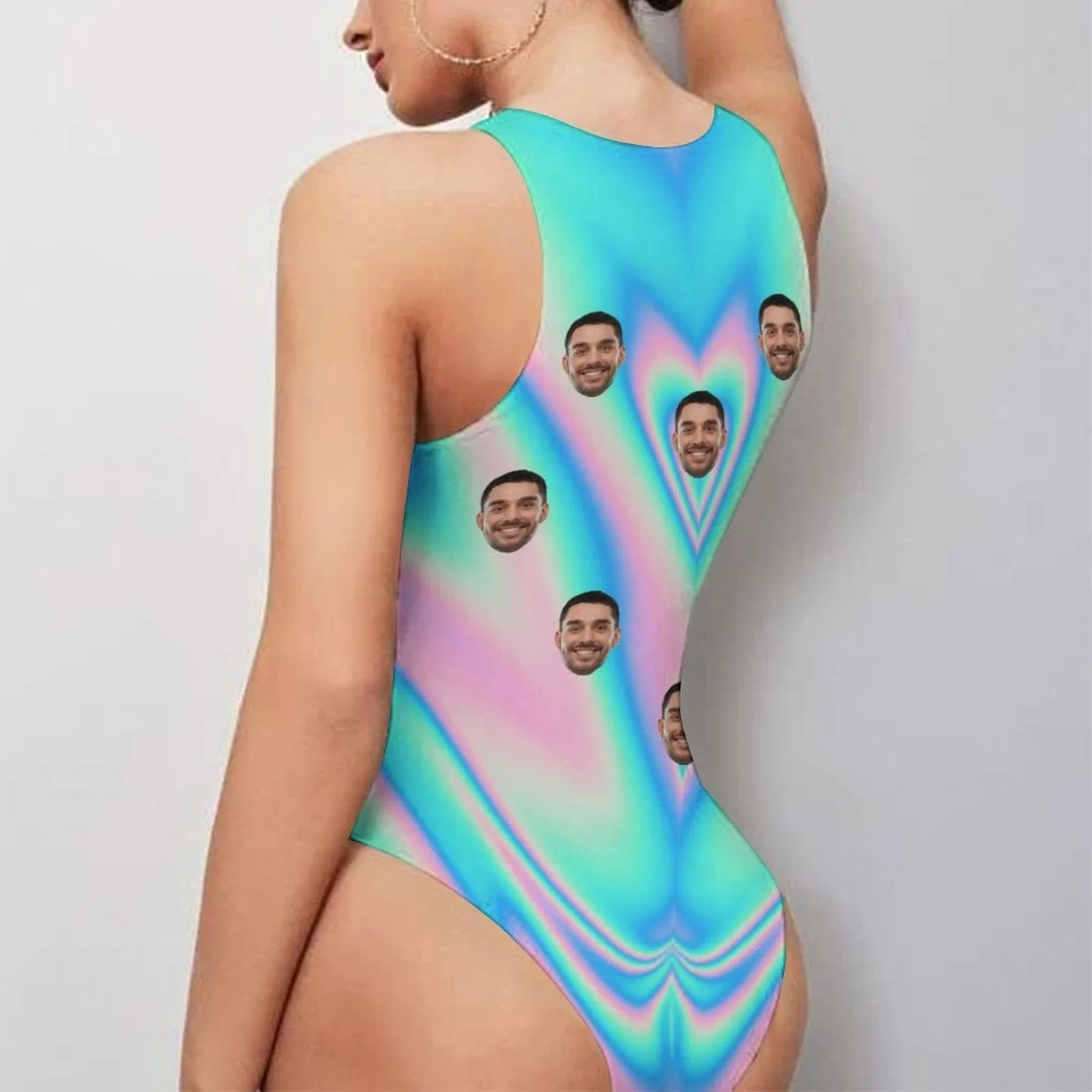 Custom Face Colorful Swimsuit Personalized Bathing Suits Women's Vest Bodysuit Swimsuit Honeymoons For Her
