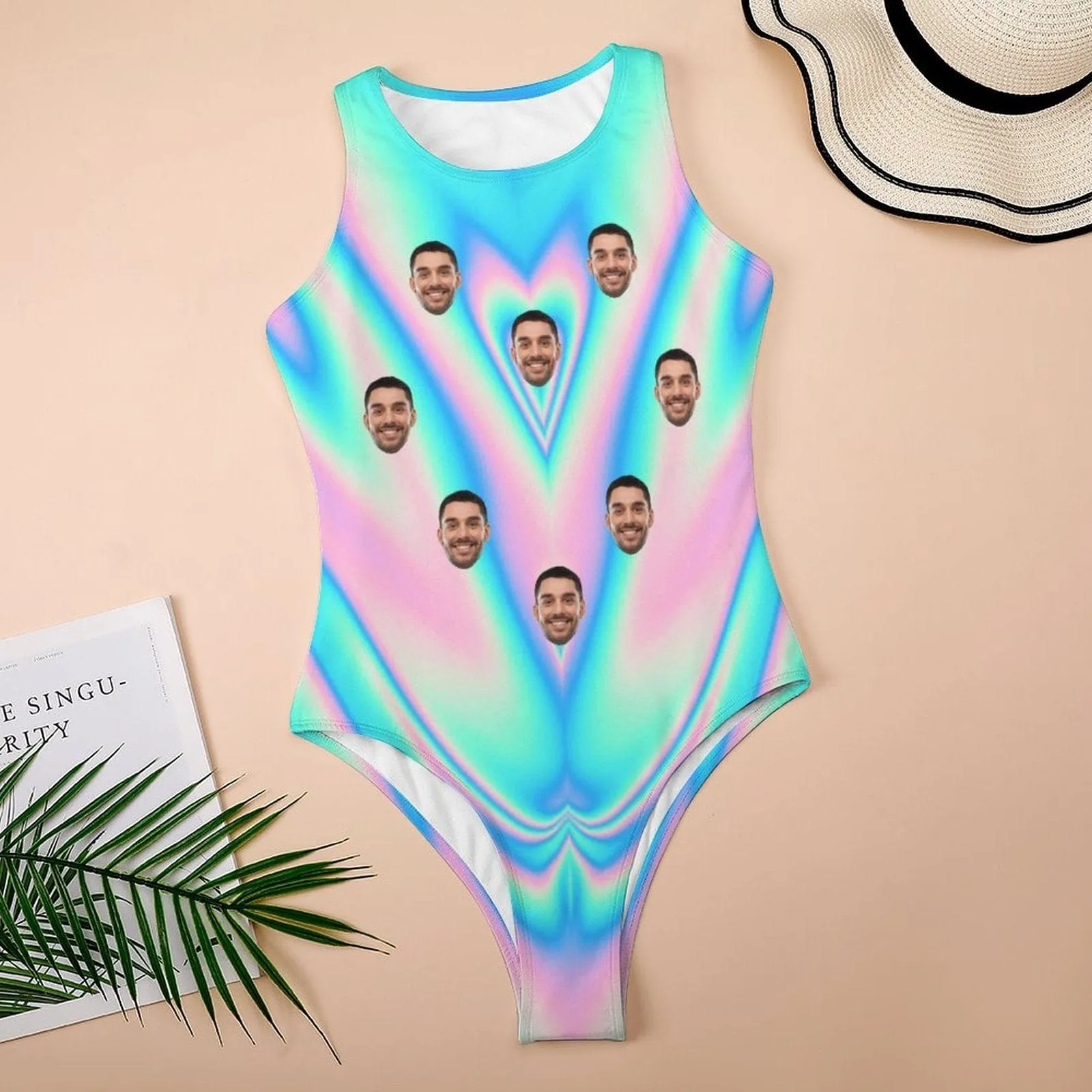 Custom Face Colorful Swimsuit Personalized Bathing Suits Women's Vest Bodysuit Swimsuit Honeymoons For Her