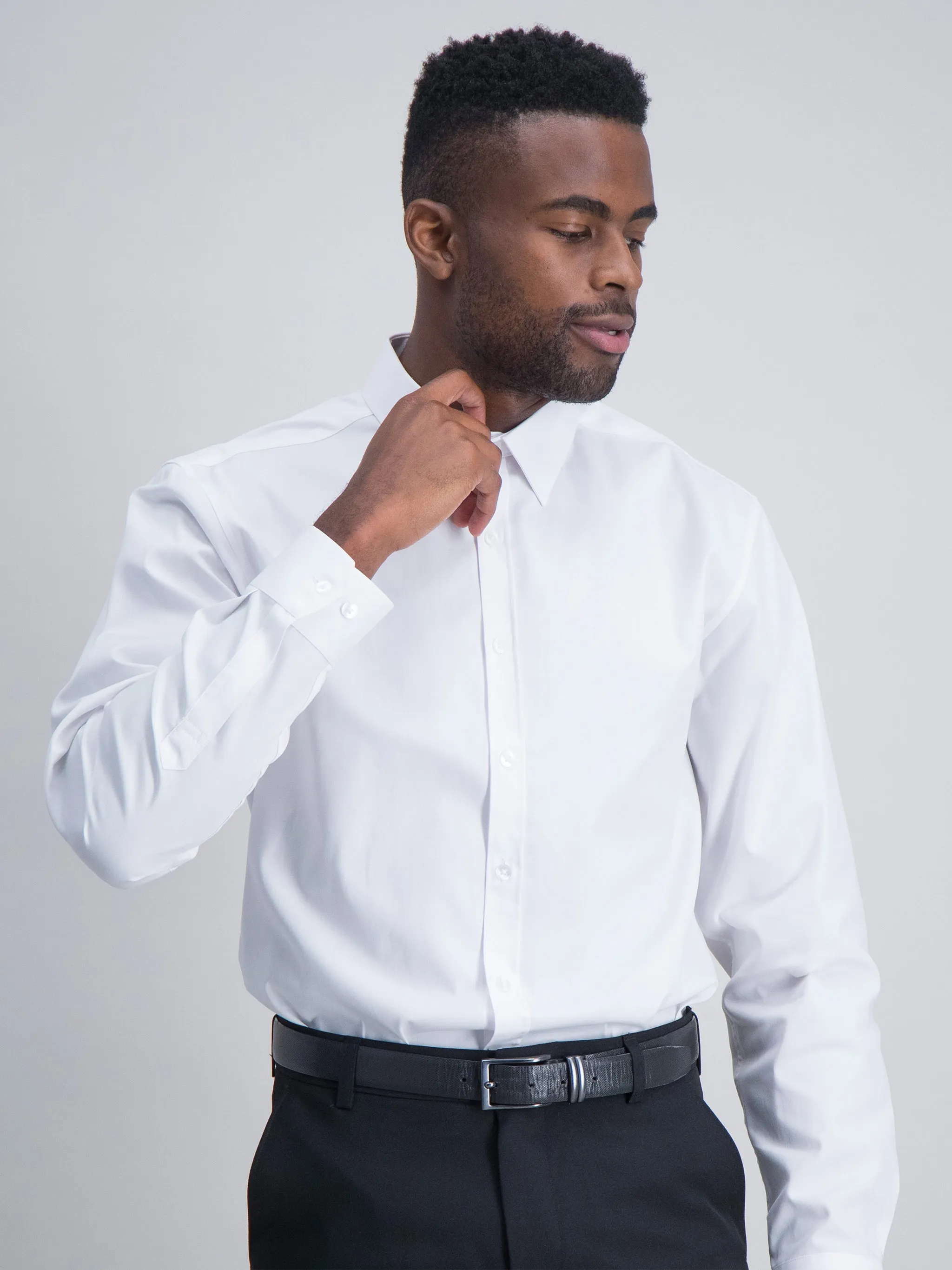 Dean regular fit cotton shirt - white