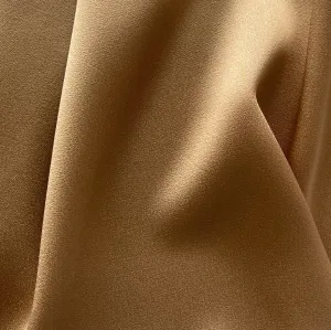 Designer Deep Champagne Gold Rayon Viscose Blend Crepe-Back Satin (Made in Italy)