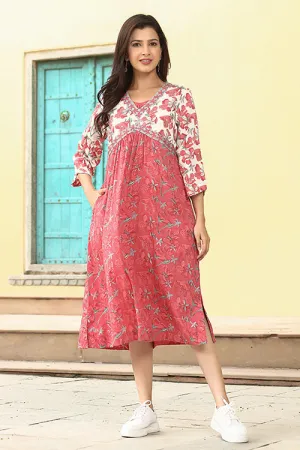 Dharan "Gulberg Kurta" Coral Block Printed Kurta