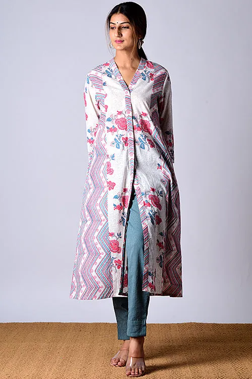 Dharan "Suhaani Kurta" White Block Printed Kurta