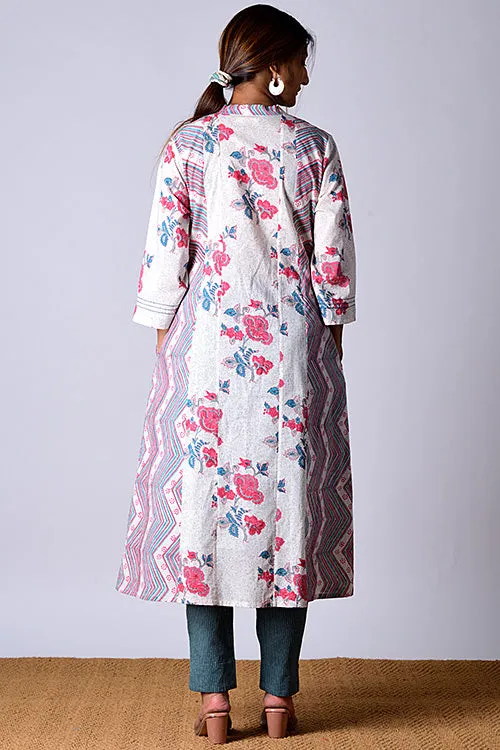 Dharan "Suhaani Kurta" White Block Printed Kurta