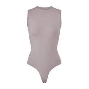 ESSENTIAL CREW NECK SLEEVELESS BODYSUIT | SMOKE