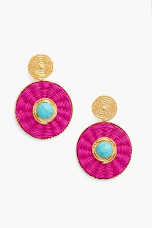 Fuchsia Iraca Lucky Eye Earrings