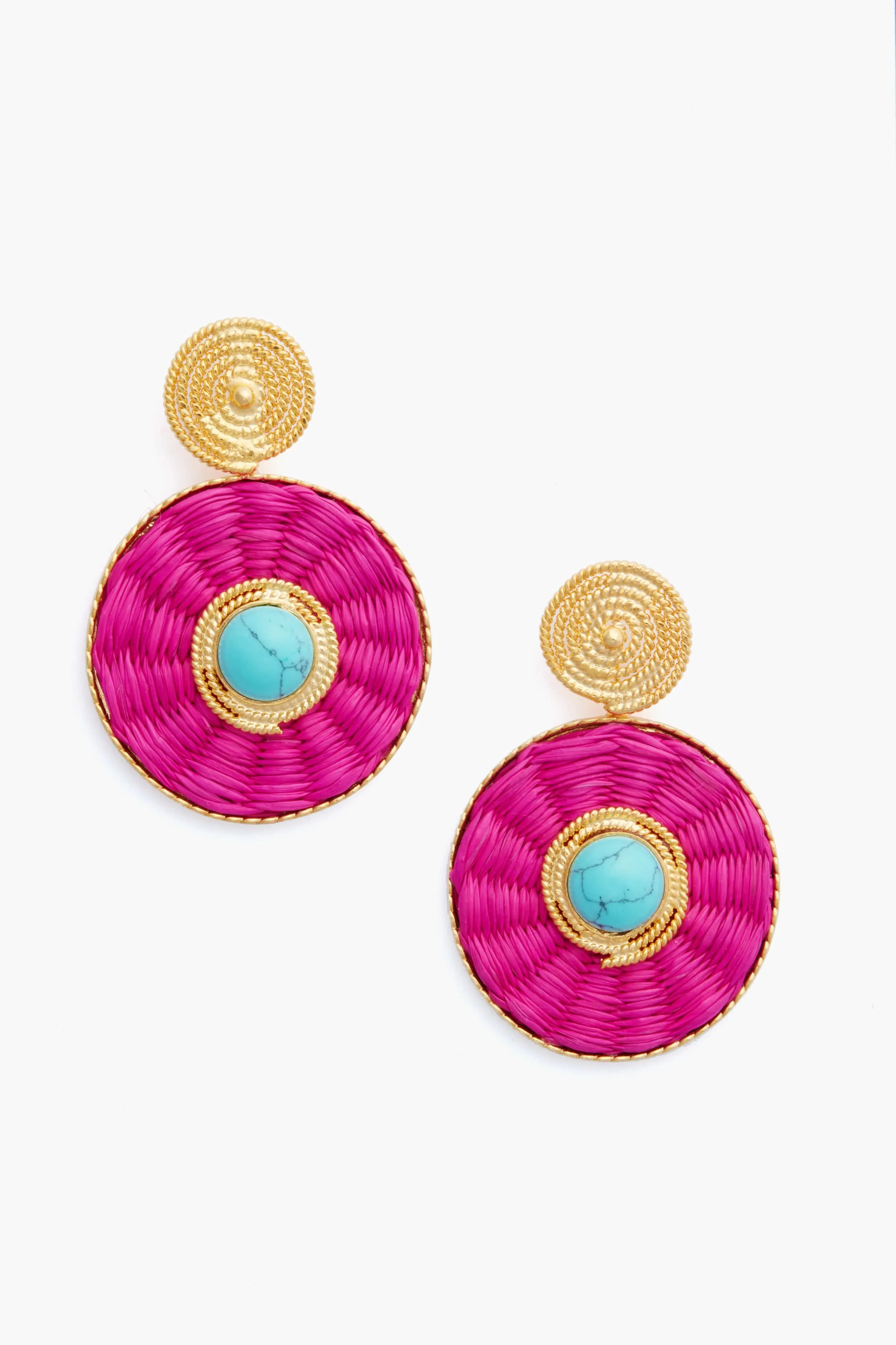 Fuchsia Iraca Lucky Eye Earrings