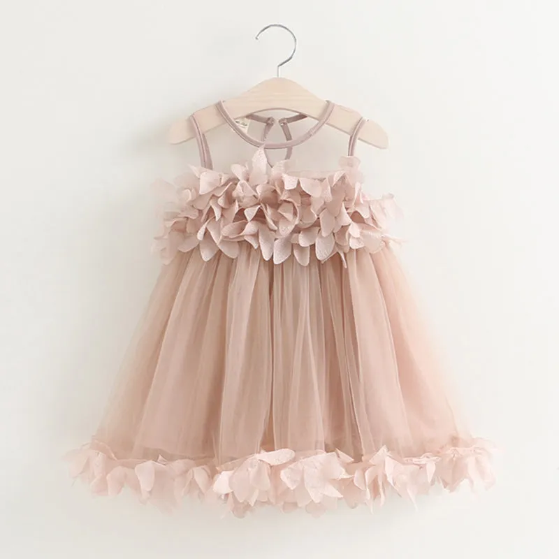 Girl Mesh Dress New Spring Dresses Children Clothing Princess Dress PinkWool Bow Design 2-8 Years Girl Clothes Dress