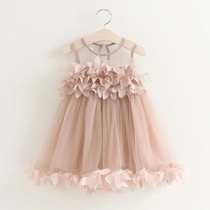 Girl Mesh Dress New Spring Dresses Children Clothing Princess Dress PinkWool Bow Design 2-8 Years Girl Clothes Dress