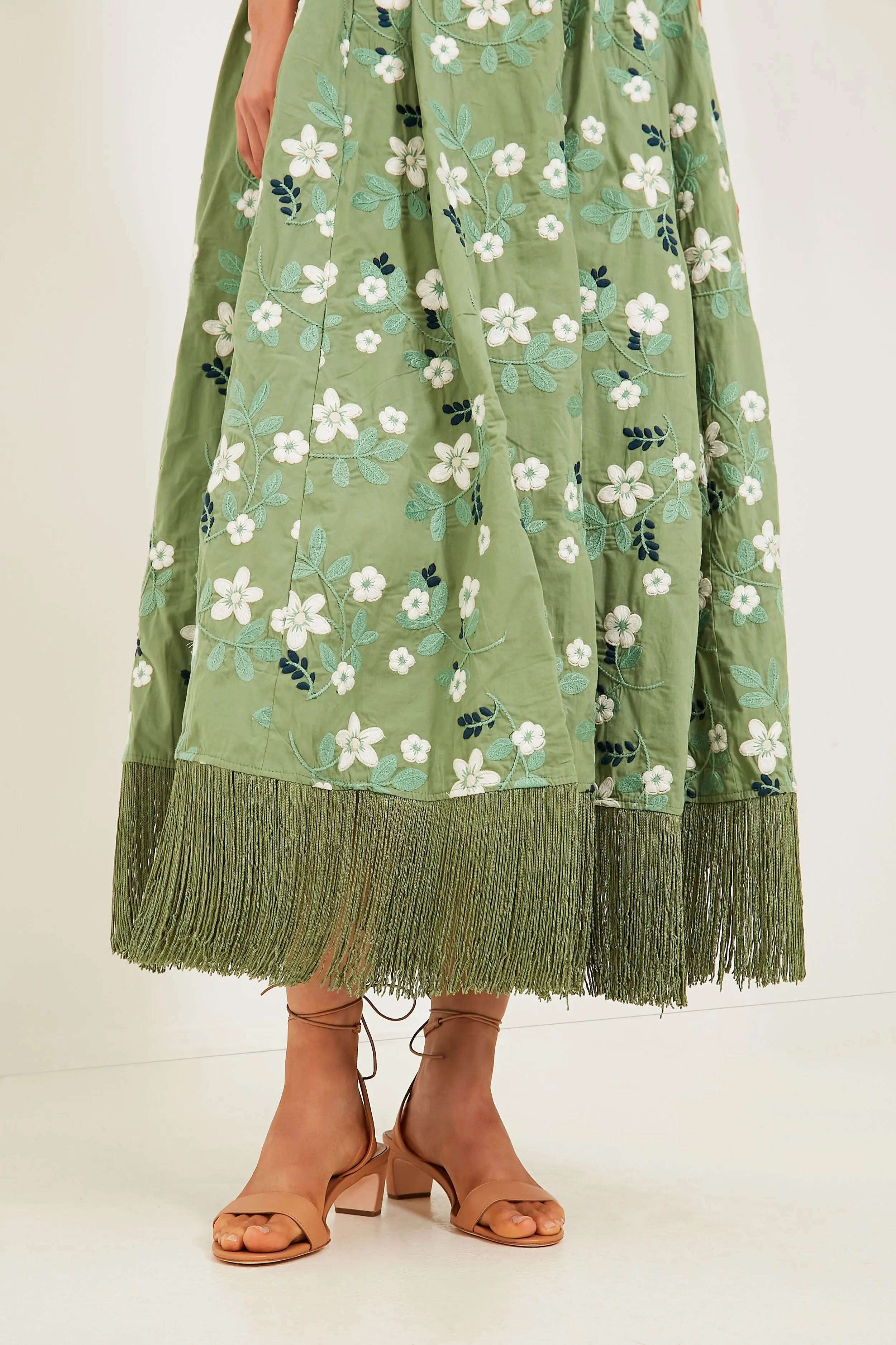 Green Gavin Fringe Midi Dress