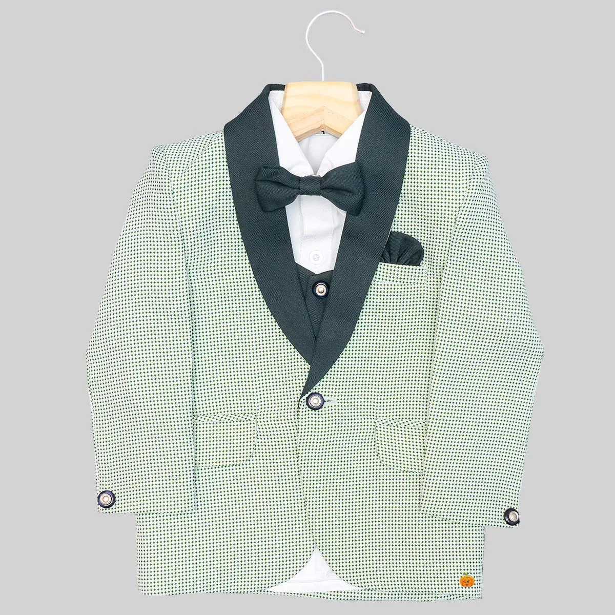 Green Tuxedo Suit for Boys with Bow