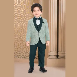 Green Tuxedo Suit for Boys with Bow