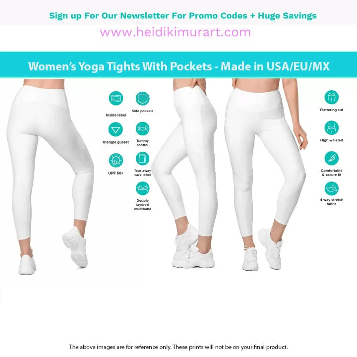 Grey Abstract Women's Leggings, Abstract Best Leggings With Pockets For Women - Made in USA/EU/MX