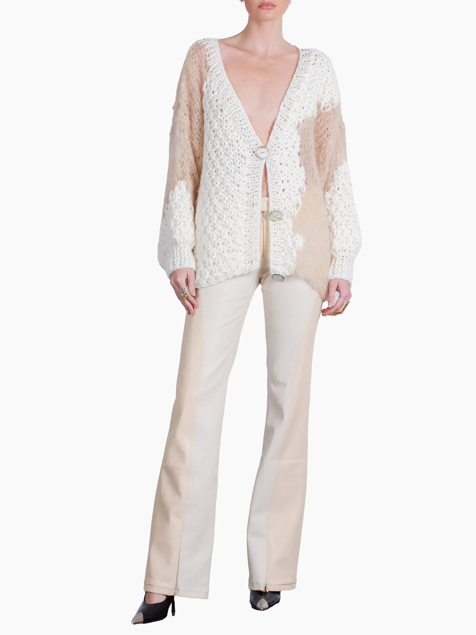 HAN WEN STUDIO Straight Leg Heart Silhouette Leather Pant