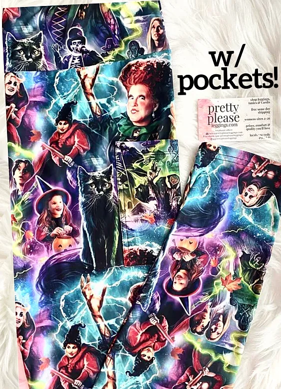 Hocus Pocus The Sanderson Sisters Halloween Super SOFT Leggings Disney OS TC Plus Holiday rts