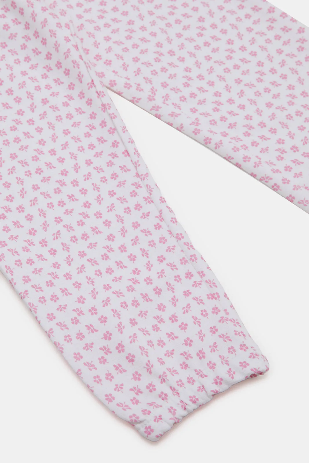 Infant Girls White Floral Printed Active Pants