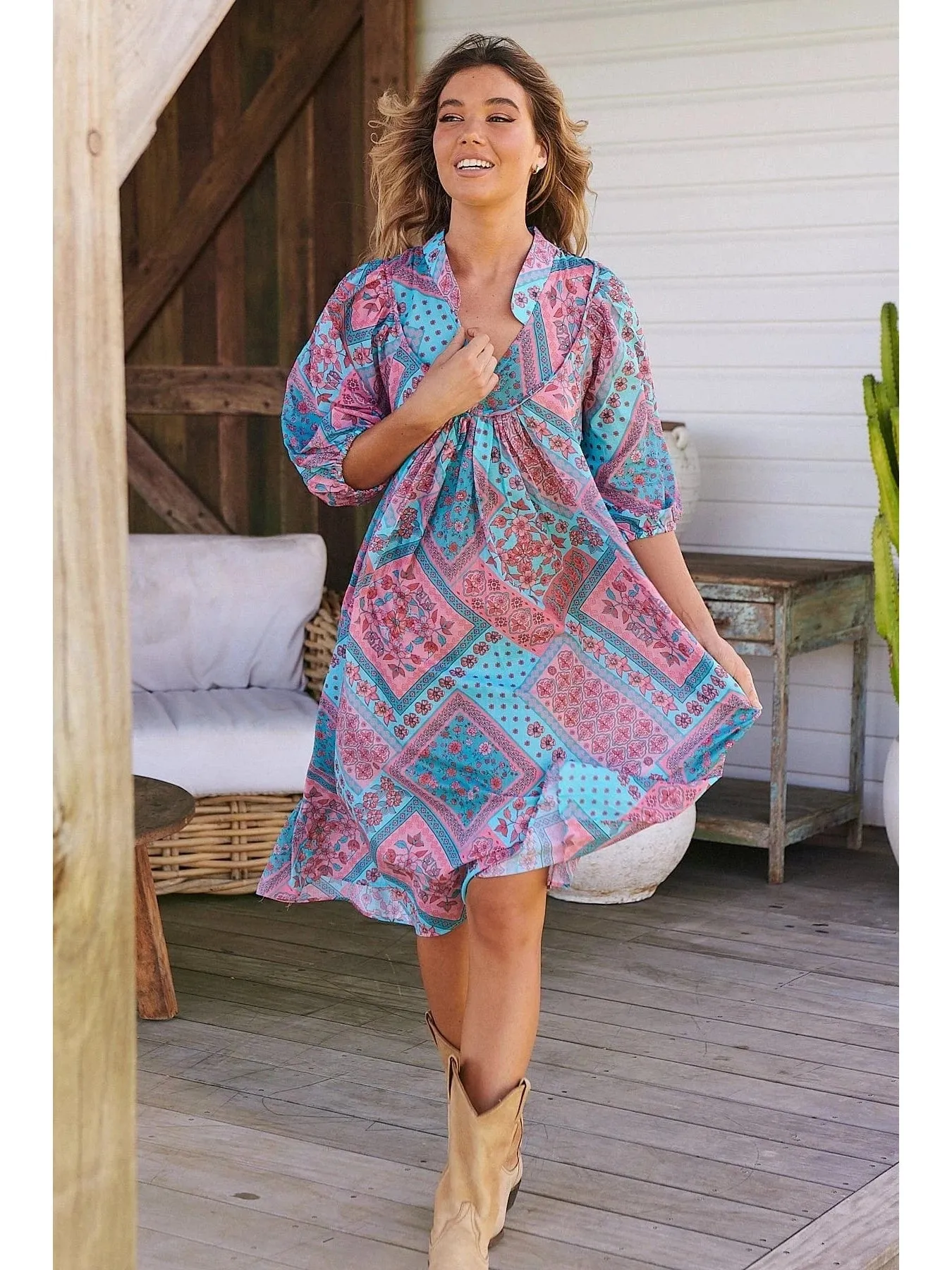 JAASE Luana Print Bohemian Midi Dress