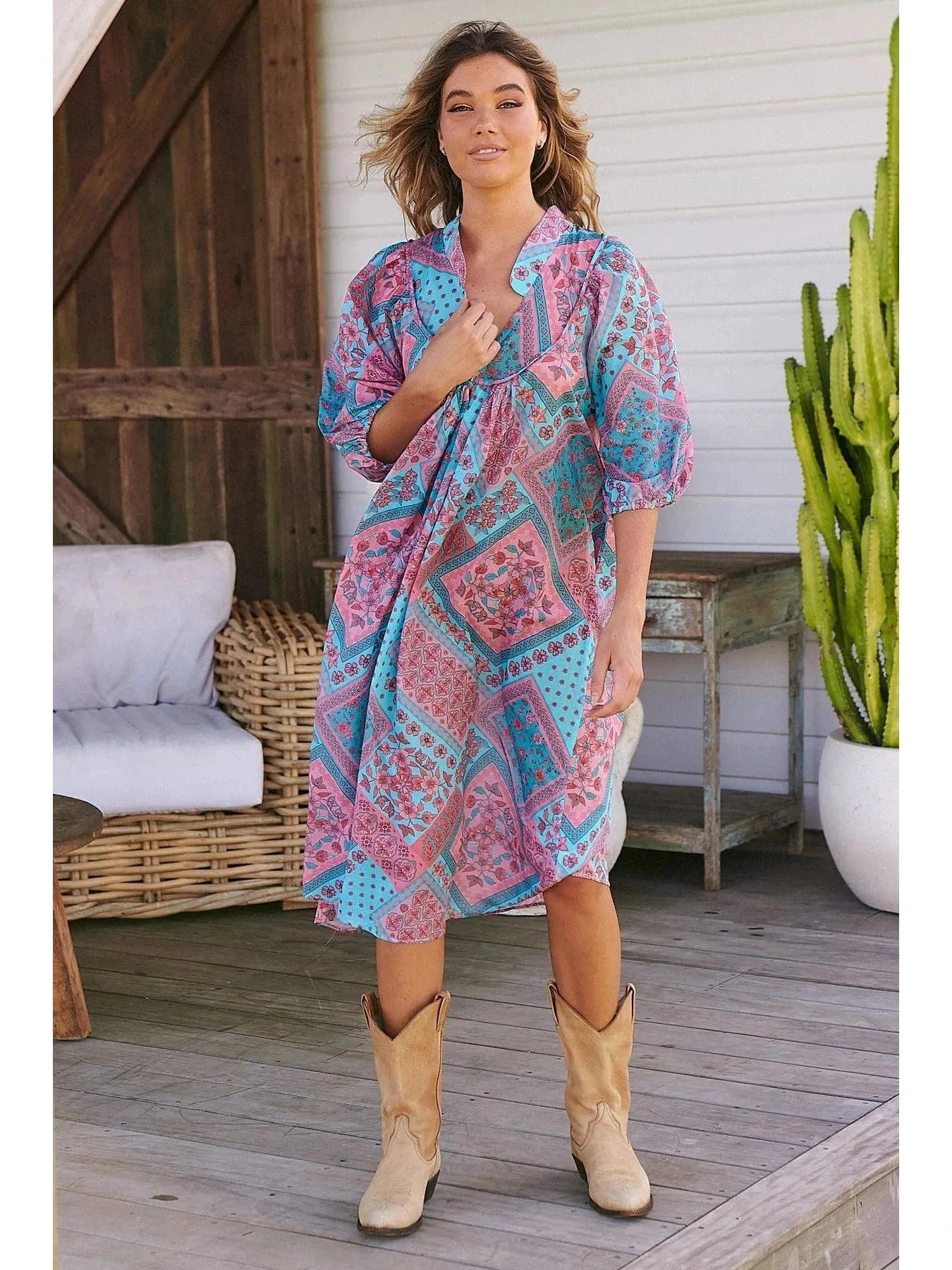 JAASE Luana Print Bohemian Midi Dress
