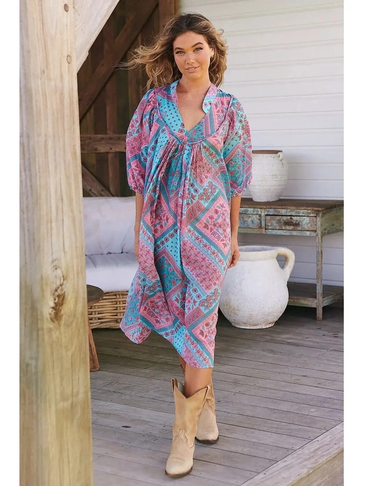 JAASE Luana Print Bohemian Midi Dress