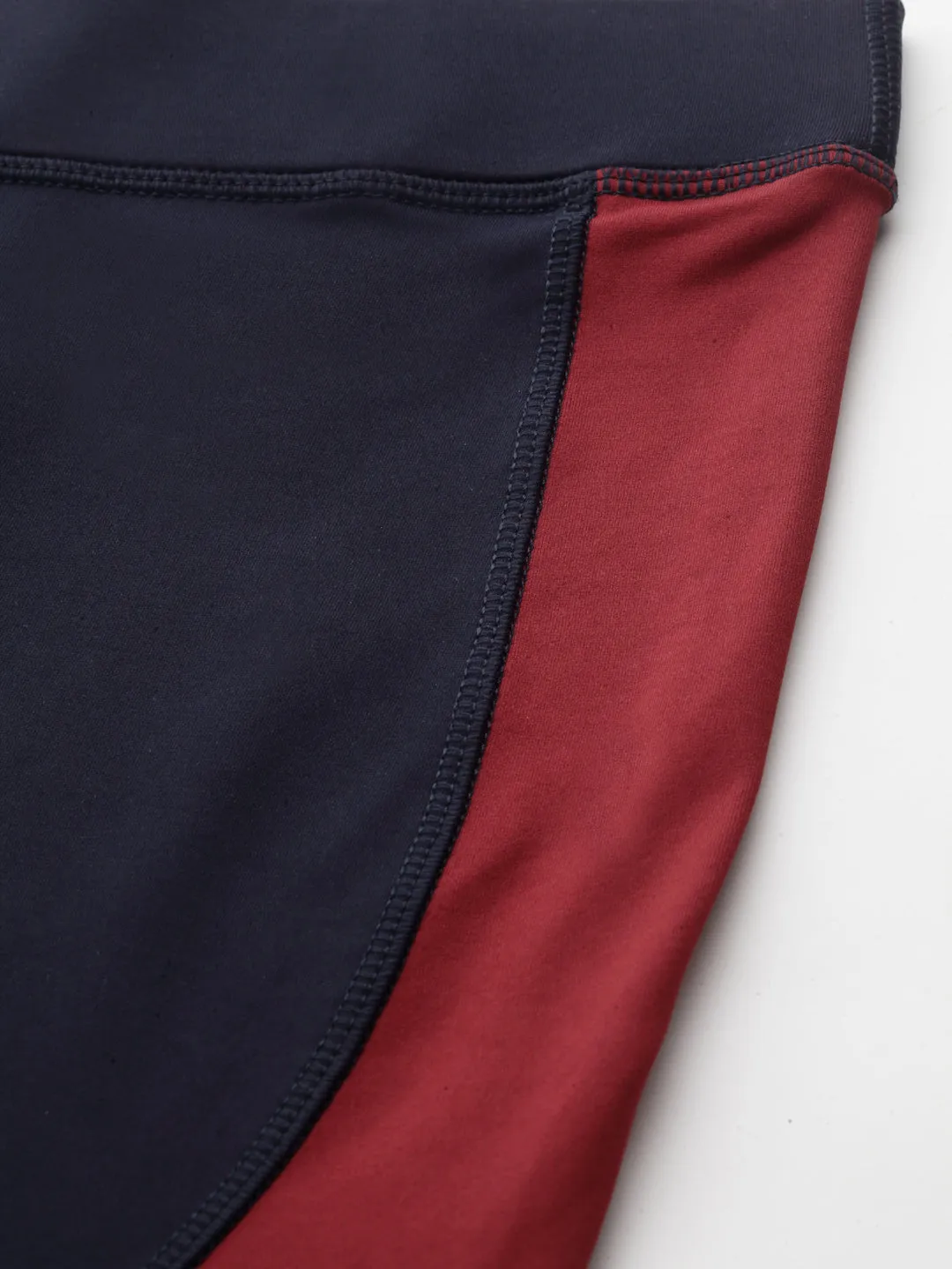 JUMP USA Men Navy Blue & Maroon Rapid Dry-Fit Antimicrobial Running Tights