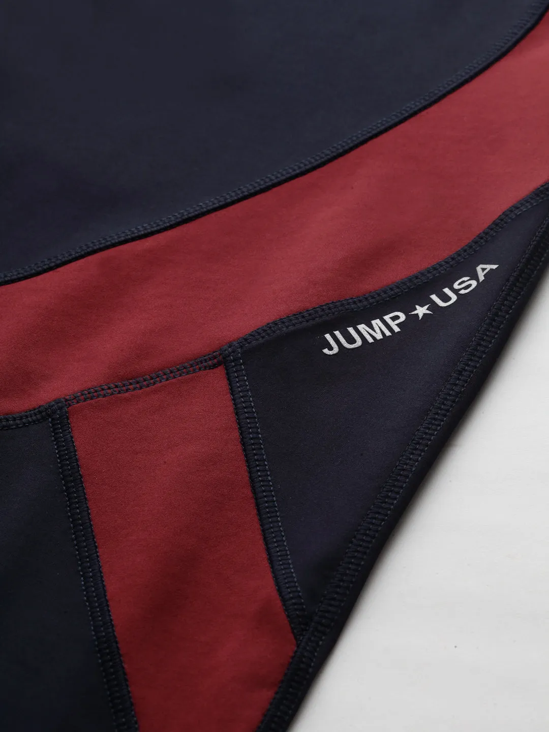 JUMP USA Men Navy Blue & Maroon Rapid Dry-Fit Antimicrobial Running Tights