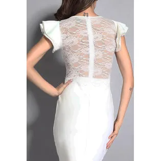 Ketty More Women Short Sleeve Round Neck Lace Dress White-KMWD089