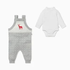 Knitted Fair Isle Dungarees & Roll Neck Bodysuit Outfit
