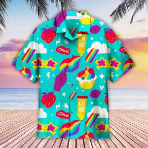LGBT Aloha Hawaiian Shirts For Summer, Blue LGBTQ Funny Aloha Hawaiian Shirts For Men Women